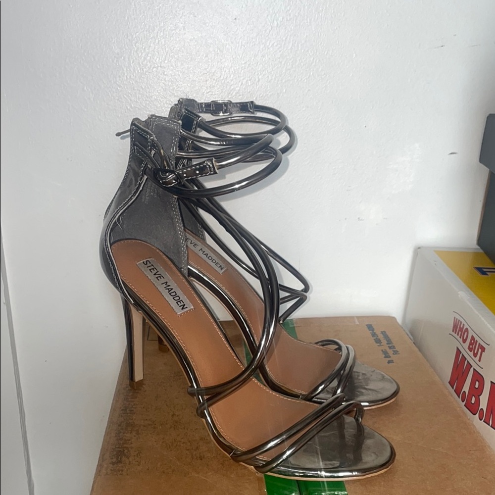 Steve Madden Silver Gladiator Stiletto Heels size 8.5